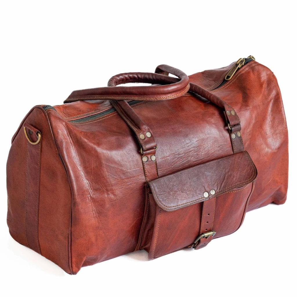 Herren-Ledertasche im Vintage-Stil, groß, für Reisen, Fitnessstudio, Wochenende, Übernachtung