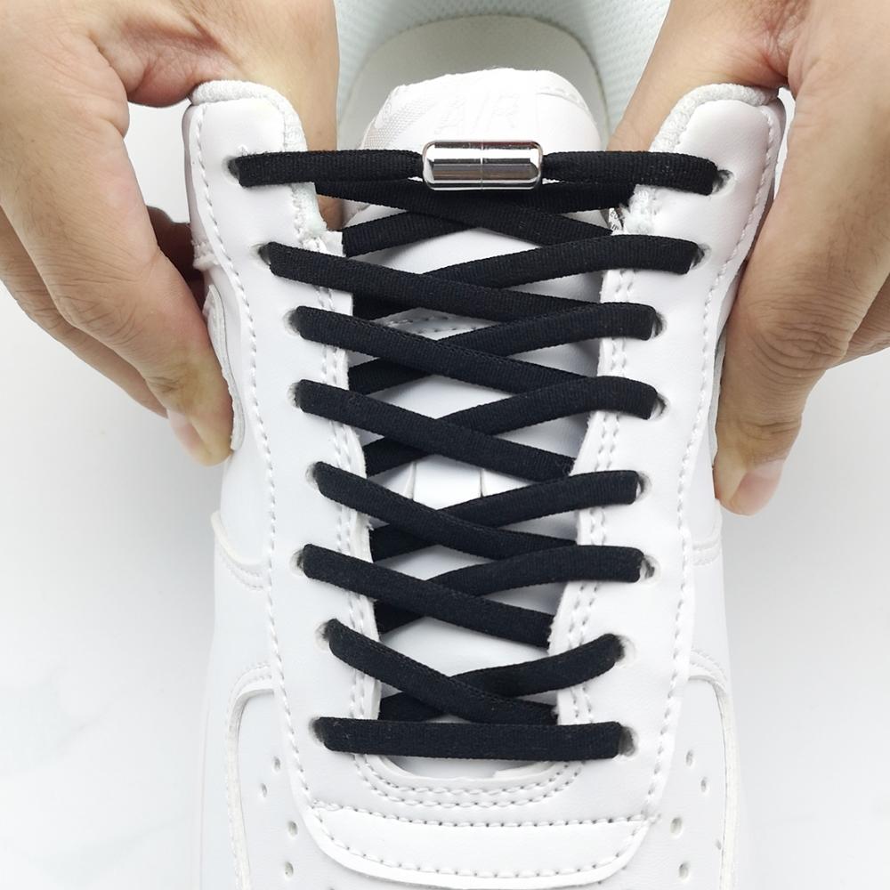 Version Elastic No Tie Shoelaces Metal Lock Shoe Laces For Kids Adult Sneakers Quick Shoelaces Semicircle Shoestrings