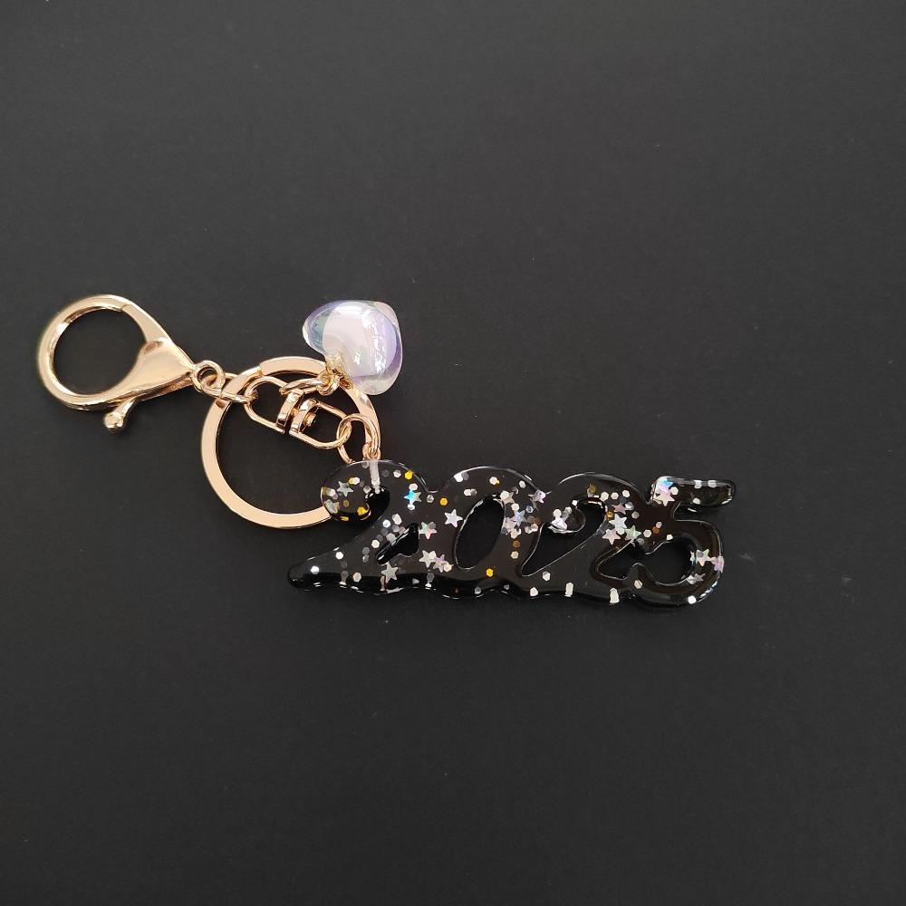 Colorful Sequins Good Luck Pendant 2025 New Year Keyring Bag Charms New Year Keychain  Kids