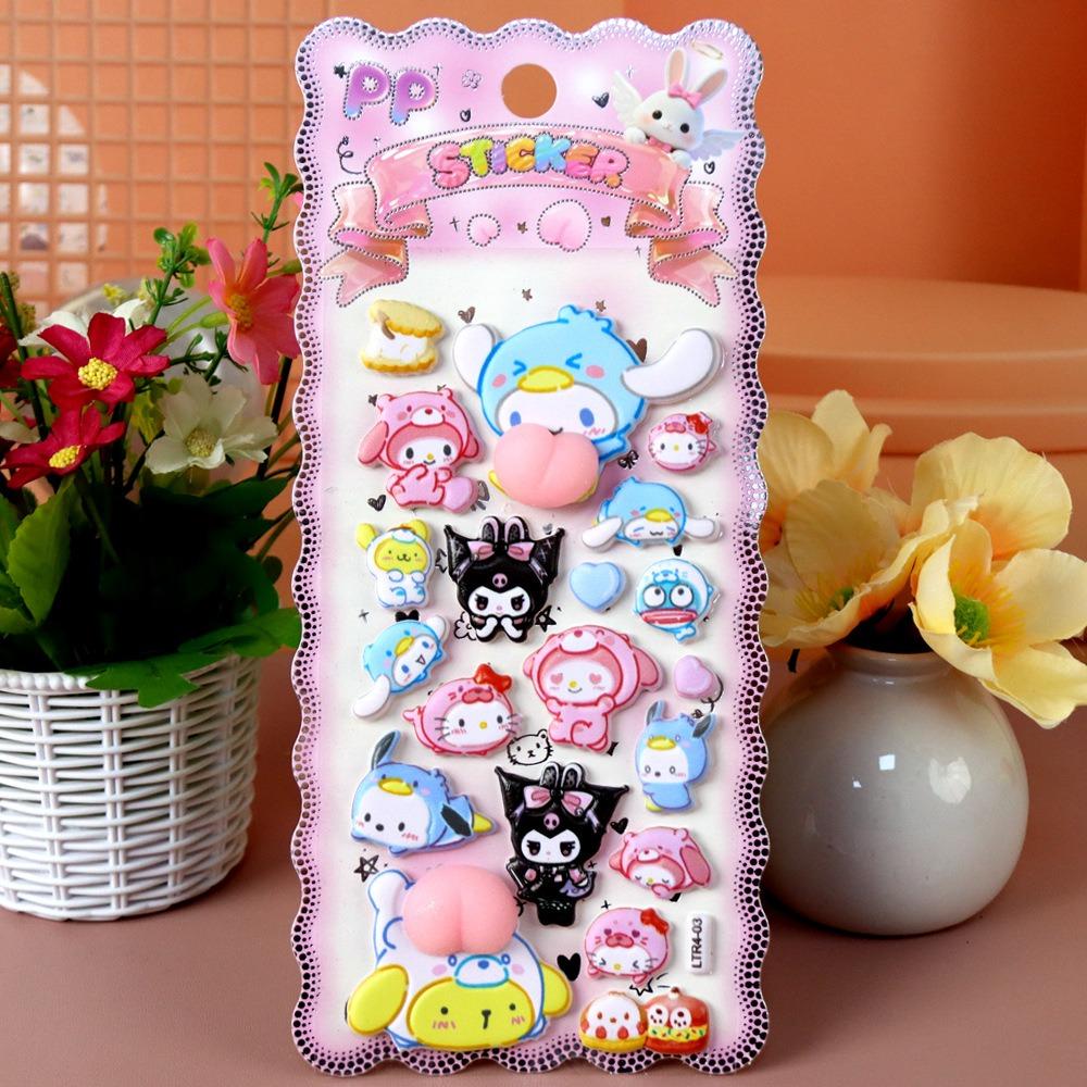 3pcs Funny Sanrio Happy Buttocks Stickers Kuromi Melody Creative Soft Pinched Decompression Toy Decals for Phone Notebook Laptop