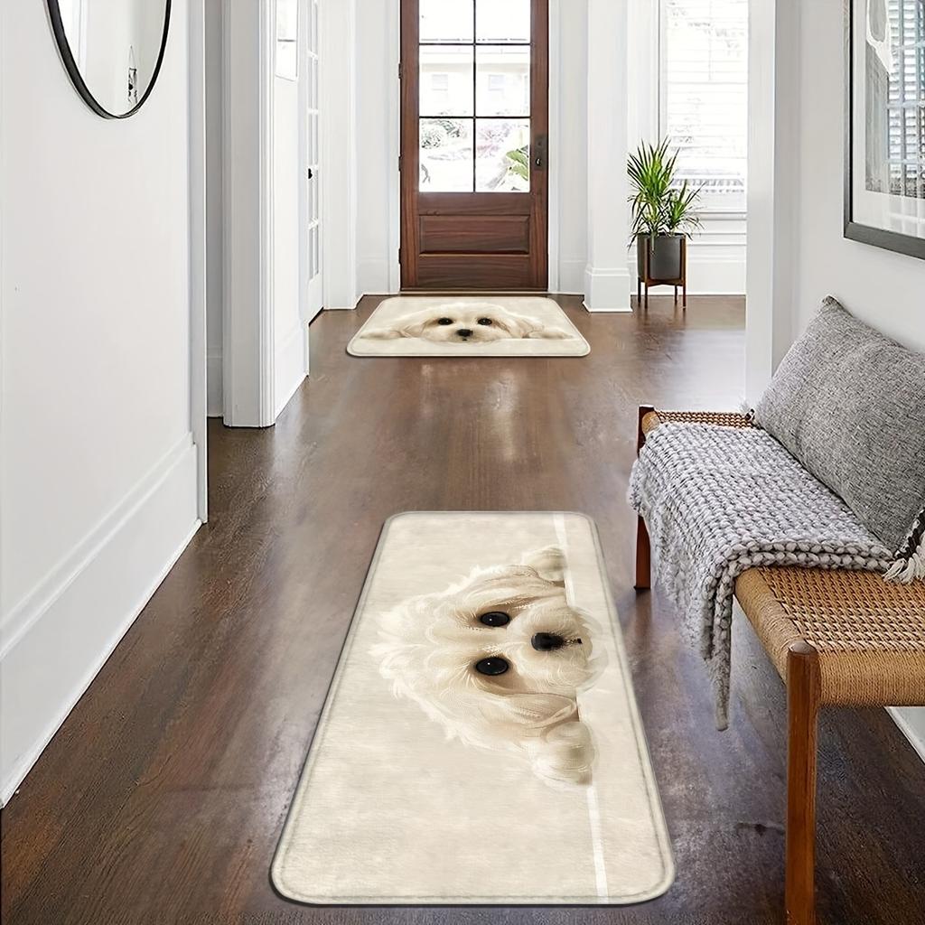 1Pcs Anti Fatigue Kitchen Rugs,Dog Design Print Waterproof Non-Slip Thick Cushioned Kitchen Mat Heavy Duty Comfort Standing Mat for Kitchen