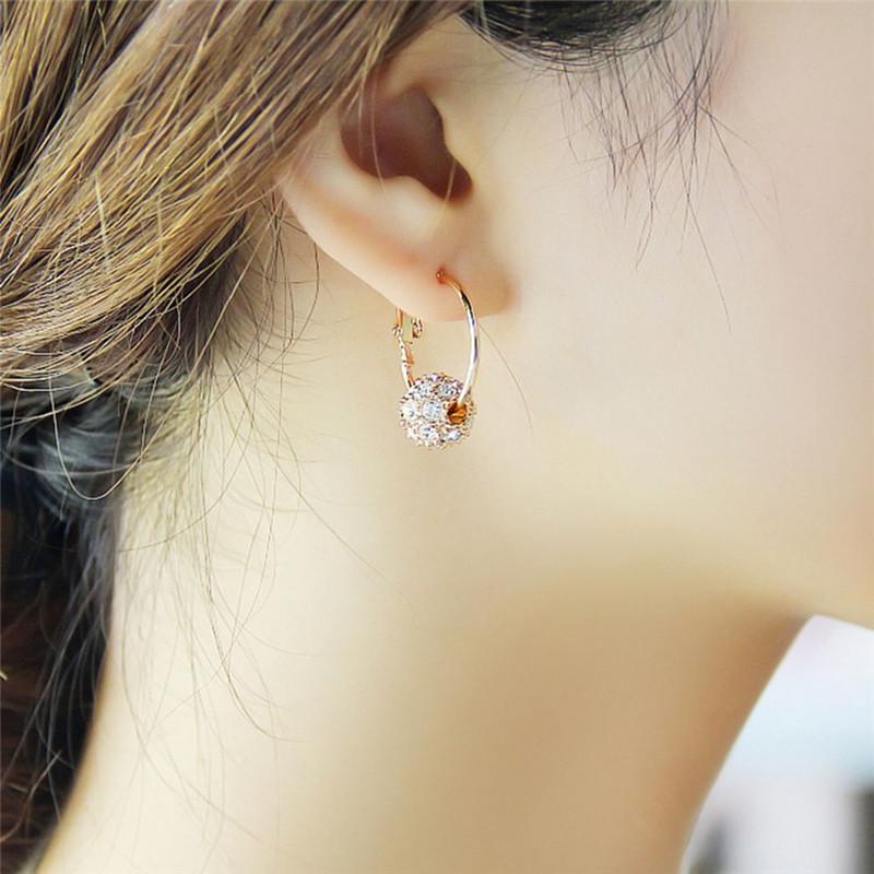 Austrian Crystal Ball Earrings Woman Party Wedding Shining Jewelry Boucle Lucky Accessories Gift