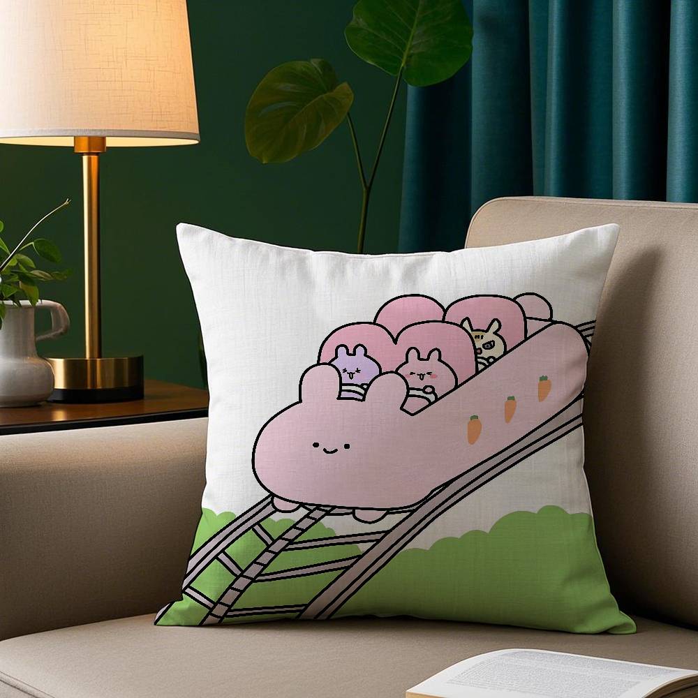 Asamimichaan Śpiąca Urocza Poszewka na Poduszkę Asamimi Przytulna Pluszowa Poszewka z Nadrukiem Dwustronnym – Prezent do Domu do Dekoracji Sypialni