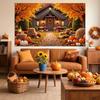 2D-Ebene, 1 Stück Willkommen Herbst-Banner - Warmes Bauernhaus-Design mit Holzakzenten und floralen Verzierungen