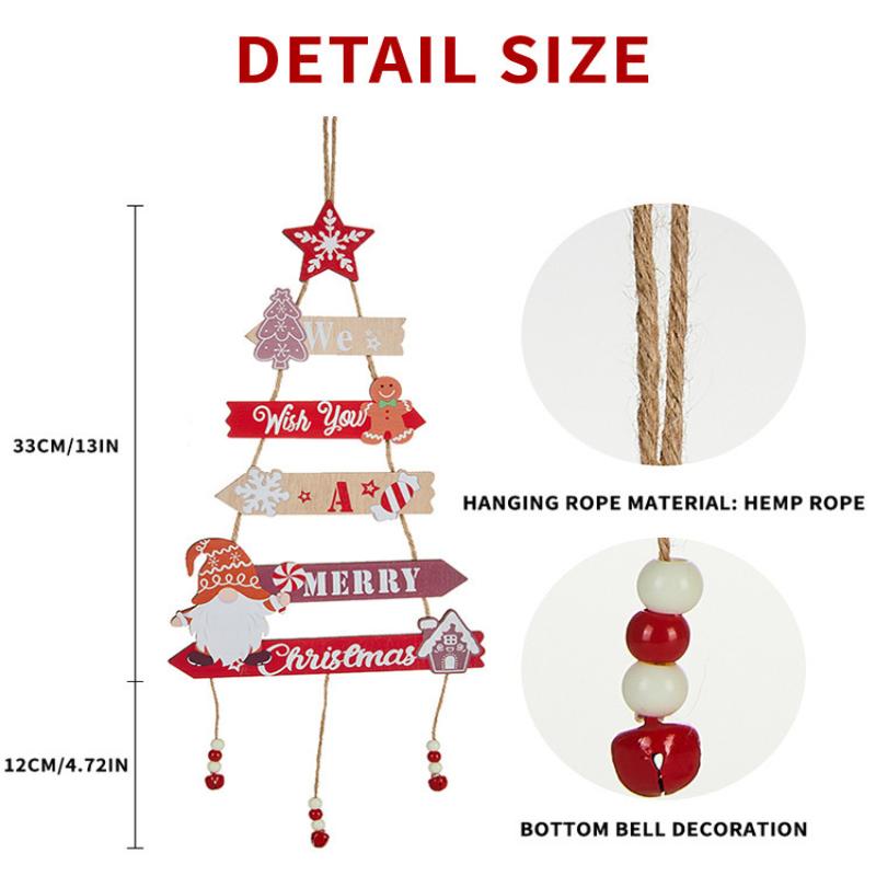 Colorful Christmas Hanging Pendant Wooden Crafts Xmas Tree Wall Ornament Christmas Party Scene Props Decoration Gift