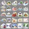 50 Outdoor Travel Graffiti Stickers Cartoon Small Fresh Hand-painted Watercolor Wind Camping Decorative Water Cup Mobile Phone Stickers