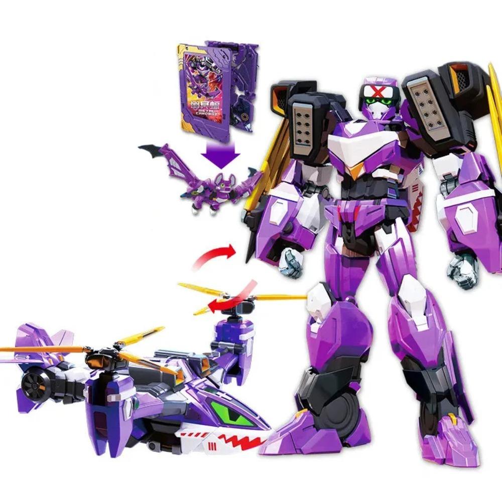 Cardbot Metal Rechin Violet Elicopter Robot Transformabil în Mașină Figurine de Acțiune cu Card Transformare Model Mașină Jucării