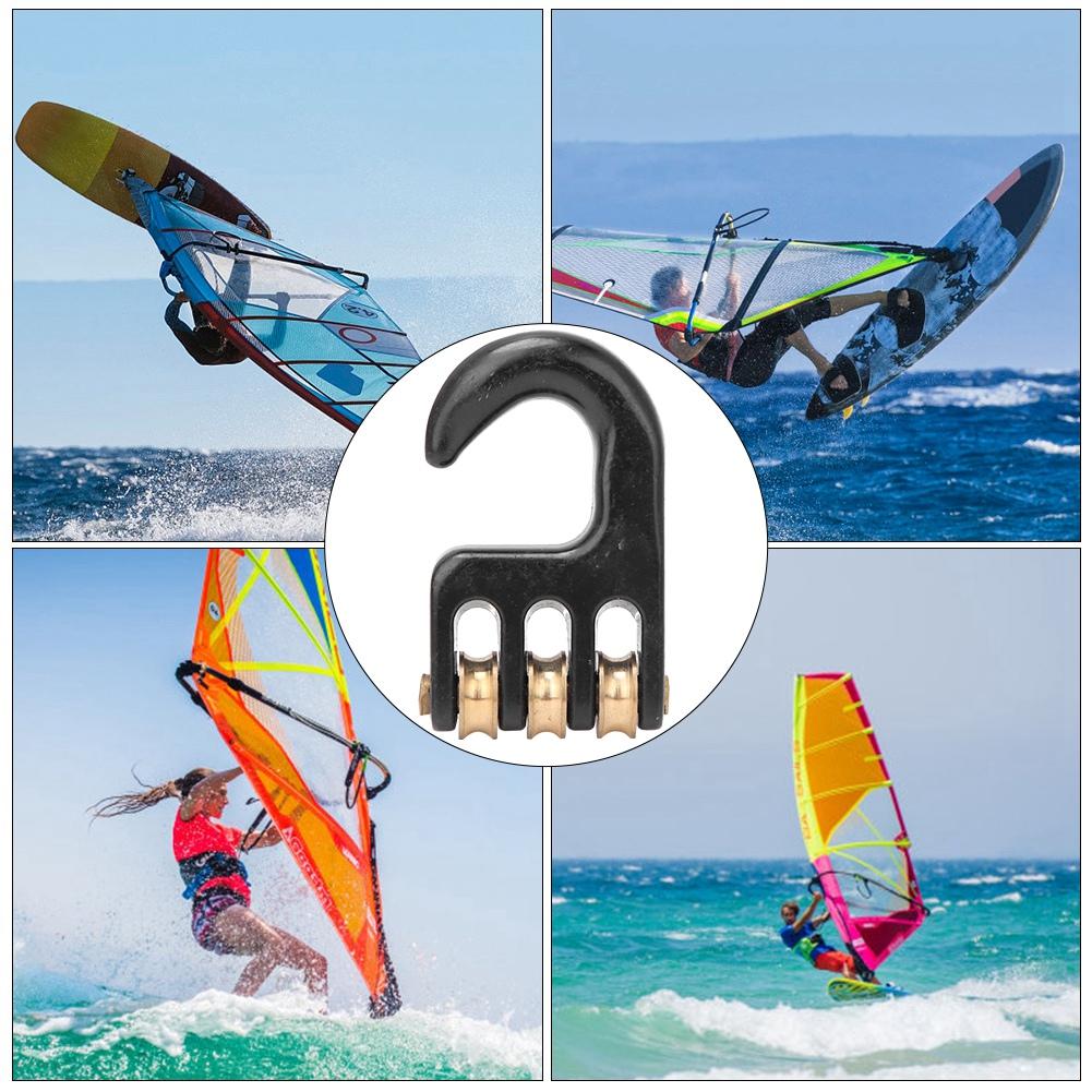 Buy our best brand online 1PCS 115g 7x4x1.5cm 3 Wheel Rigging Pulley Hook Windsurf Pulley Hook