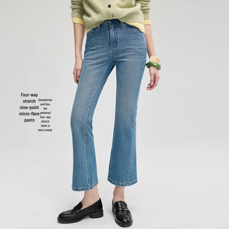 

FengXun Women s High-Waist Four-Way Stretch Cropped Flare Jeans 28