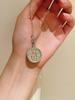 925 Sterling Silver Women's Pendant Necklace with Natural Green Chalcedony and Round Diamond-Set - Elegant Light Luxury Style