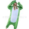 Fleece Cartoon Onesie Pajamas Halloween Green Frog Couple Costume Stitch