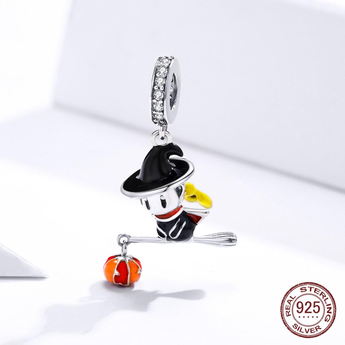 

925 стерлингового серебра Симпатичная Милая Ведьма Кулон Шарм подходит Оригинальный браслет для женщин Изготовление ювелирных изделий