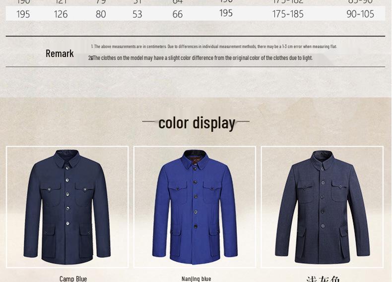 Traje de Verano Zhongshan: Chaqueta Estilo Militar de Abuelo para Hombres de Mediana Edad