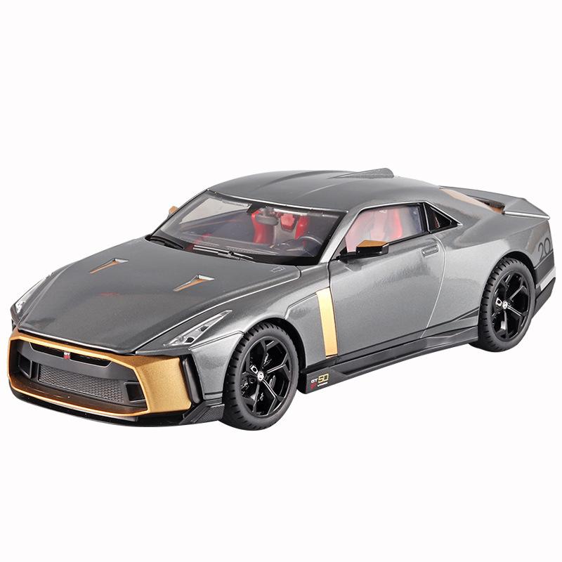 

1/18 Nissan GTR 50 Toy Car Model Diecast Miniature Racing Model Doors Openable Sound & Light Collection Gift for Boy Children серый