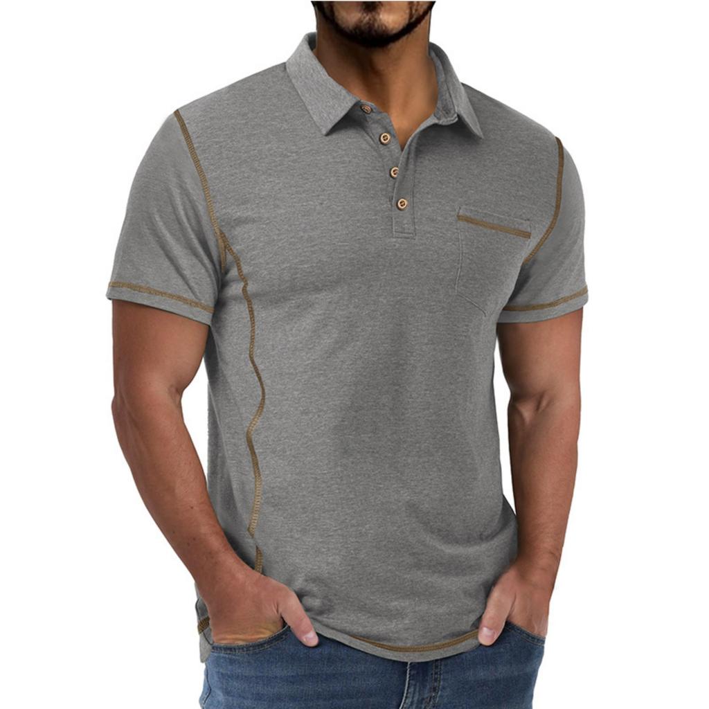 Men's Short Sleeve  Collar T-shirt Casual Lapel Top