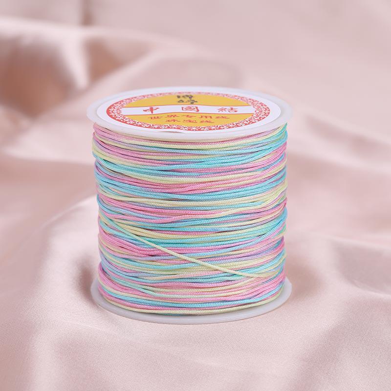 Colorful Gradient Handcrafted Bracelet Rope with Jade Hue - 100m Braided DIY Cord for Pendants