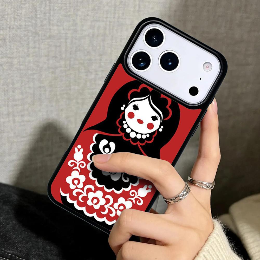Capa Case for iPhone 17 Air 16 Pro Max 15 Plus 11 13 Mini 14 12 Back Phone Cover Cute Russian Dolls Matriochkas