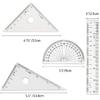Coopay 4 Pieces Math Geometry Tool Set Includes Plastic Clear Ruler, Protractor, Triangle for School Office Home Supplies (6 inch)