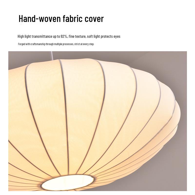Wabi-Sabi Style Pendant Light: Japanese Fabric Lantern for Dining & Bedroom