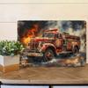 Vintage Fire Truck Flames Metal Poster Wall Art for Garage Bar 20x30 cm