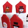Christmas Chair Back Cover Cartoon Santa Snowman Elk Chair Slipcovers Protector for Dining Room Kitchen Christmas Decor