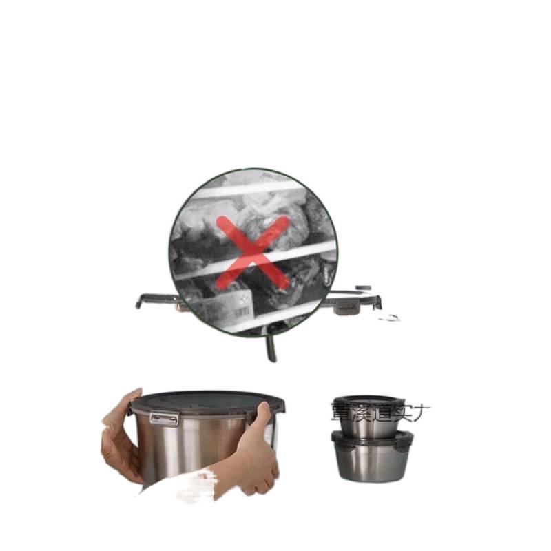 Rund airtight matförvaringsbehållare i rostfritt stål med lock