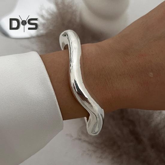 Gold Silver Bangle Bracelets Hiphop Wide Cuff Bangle Bracelet Irregular Wave Armband Jewelry for Women And Men