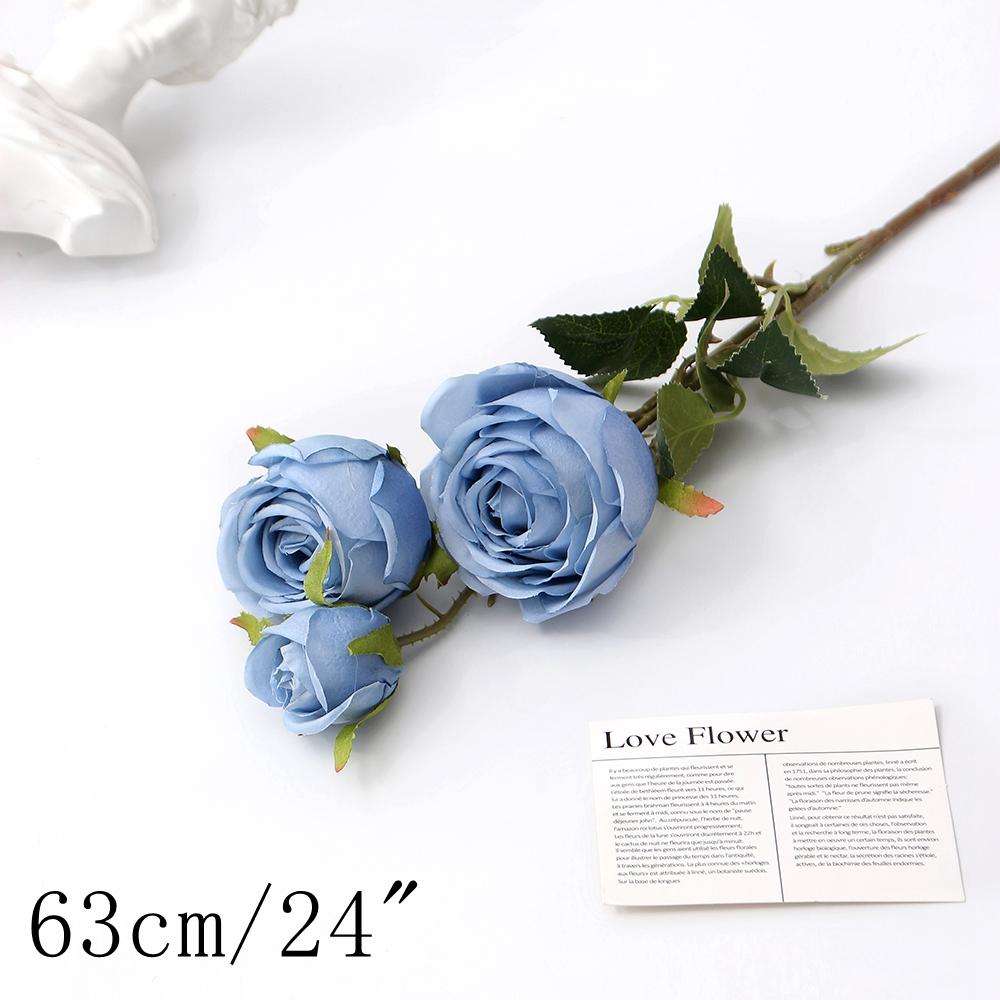 Blue Artificial Flowers Bouquet Rose Fake Flowers for Indoor Home Decor Garden Wedding Party Decoration Outdoor Vase Accessories