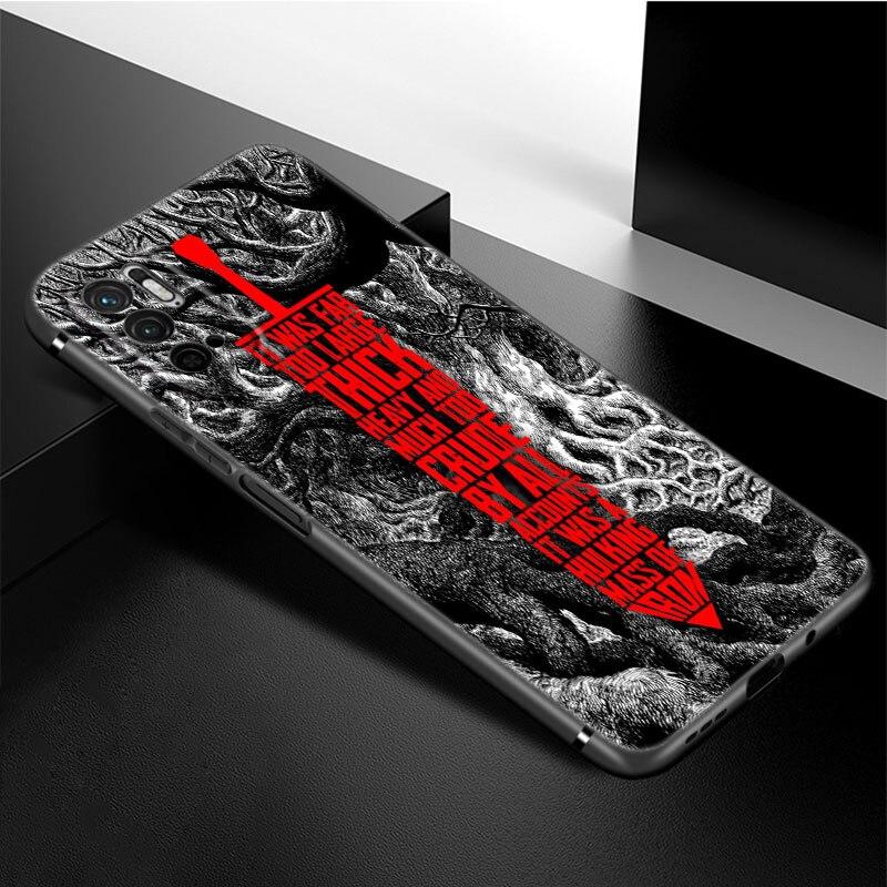Anime Berserk Guts Phone Case For Xiaomi Redmi Note 11 10 9 8 Pro 11T 5G 10T 10S 9S 9T 9i 9C 9A 8T Soft TPU Black Cover