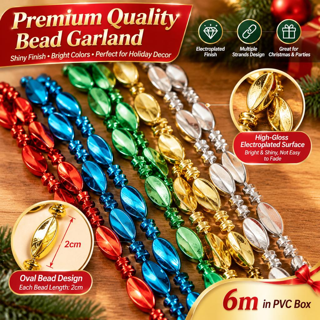 PET Electroplated Christmas Bead Garland