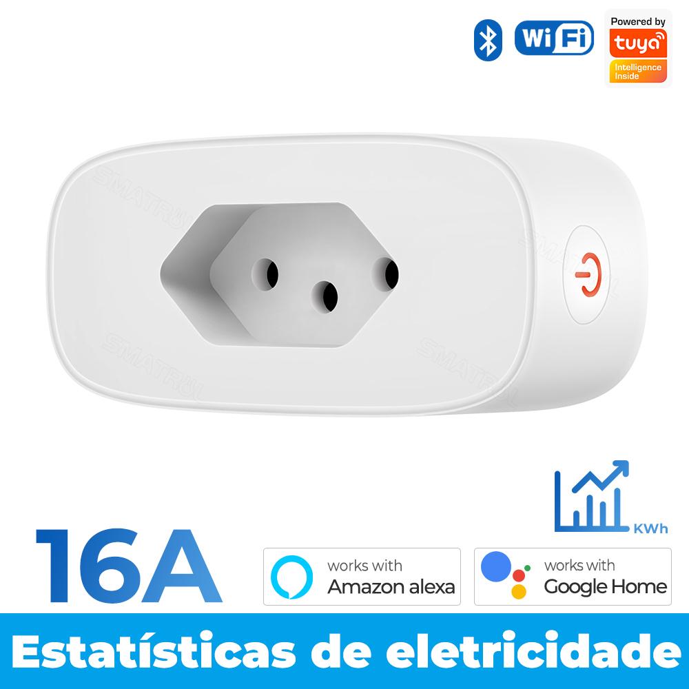 16a Brazil Standard Tuya Wifi Smart Plug Socket Outlet Adapter Power Monitor Timer App Voice Works For Google Home Alexa