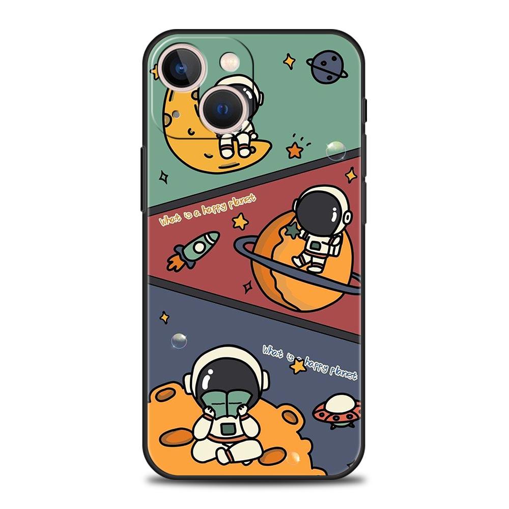 Cartoon Cute Cosmonaut Phone Case Cover for iPhone 17 16 15 14 13 12 Pro Max 11 Pro Max 17 AIR Plus Shockproof Soft TPU Shell