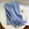 Windproof Long Wool Tassel Scarf Macaron Solid Color Winter Cashmere Shawl Warm Neck Scarf  Girls
