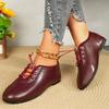 Vintage burgundy lace-up flat ballet shoes female doll French soft leather Mary Jane shoes light mouth single shoes