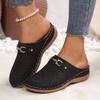 Fashion New Spring 2025 Retro Design Fashion Casual Thick Soled Half Slippers Women's Hollow Breathable Comfortable Beach Chunky Sandals