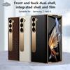 For Samsung Z Fold 7 6 5 4 3 Genuine Leather Magnetic Hinge Full Protective Phone Case Holder Kickstand Fold6 Shockproof Cover