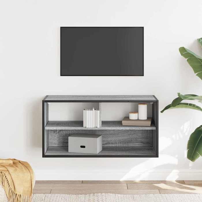 VidaXL TV Cabinet Sonoma Grey 80x31x39.5 Cm Engineered Wood and Metal, TV Stand, Media Cabinet, TV Console, HiFi Furniture, 848927