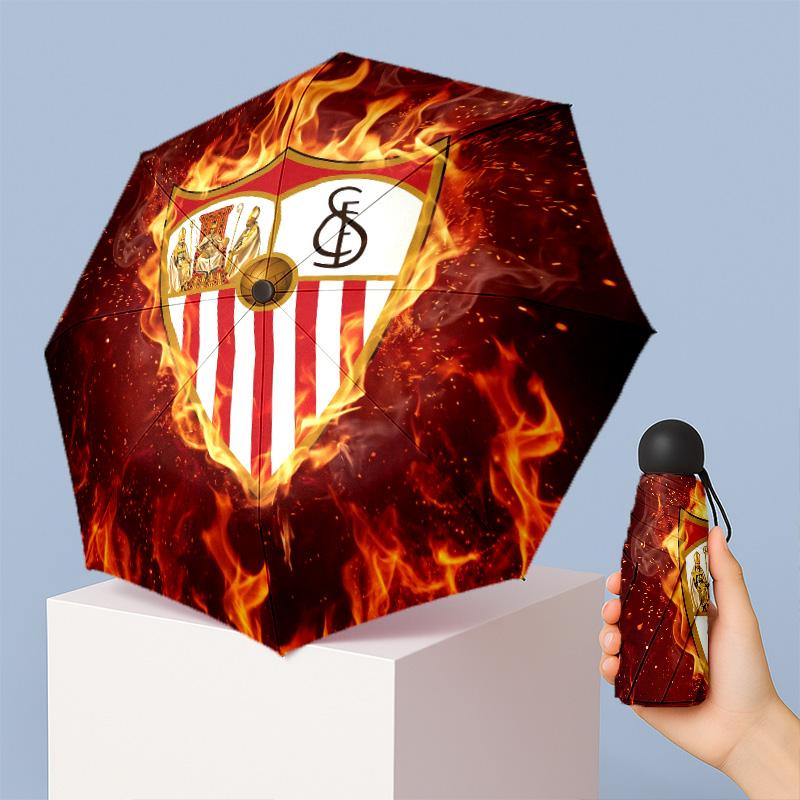 Sevilla FC Mini 5 Fold Pocket Umbrella Compact Lightweight Anti UV Rain Sun Protection Umbrella Portable Travel Umbrella