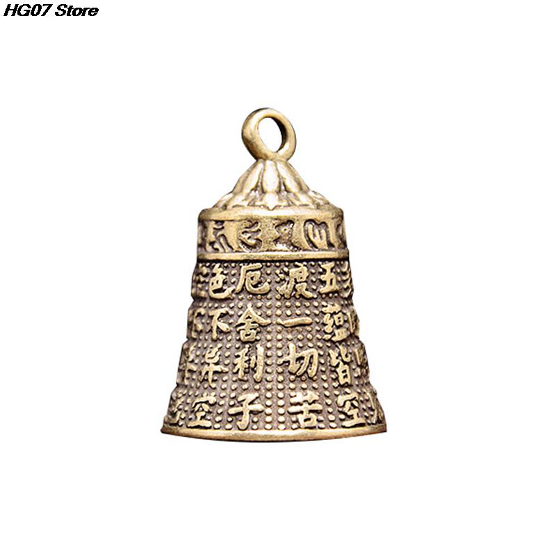 1PC Bronze Artesanato Fundição Escritura Sino Botão Carro Sino de Vento Sino de Bronze Tibetano Presente Criativo Decoração de Casa Pingente