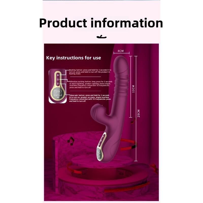 Multi-functional Telescopic Vibrator Intelligent Display Fast Piston Heating Sucking Tongue Licking Masturbator
