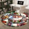 1pc Christmas Santa Claus Deer Snowman Round Carpet Anime Design, Holiday Gift, Office Chair Mat, Non Slip Rug, Office, Living Room, Bedroom