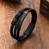 1PC Curved PU Leather Multi-Layer Bracelet, Braided Wristband,  Accessory for Men, Ideal Choice for Special Occasions
