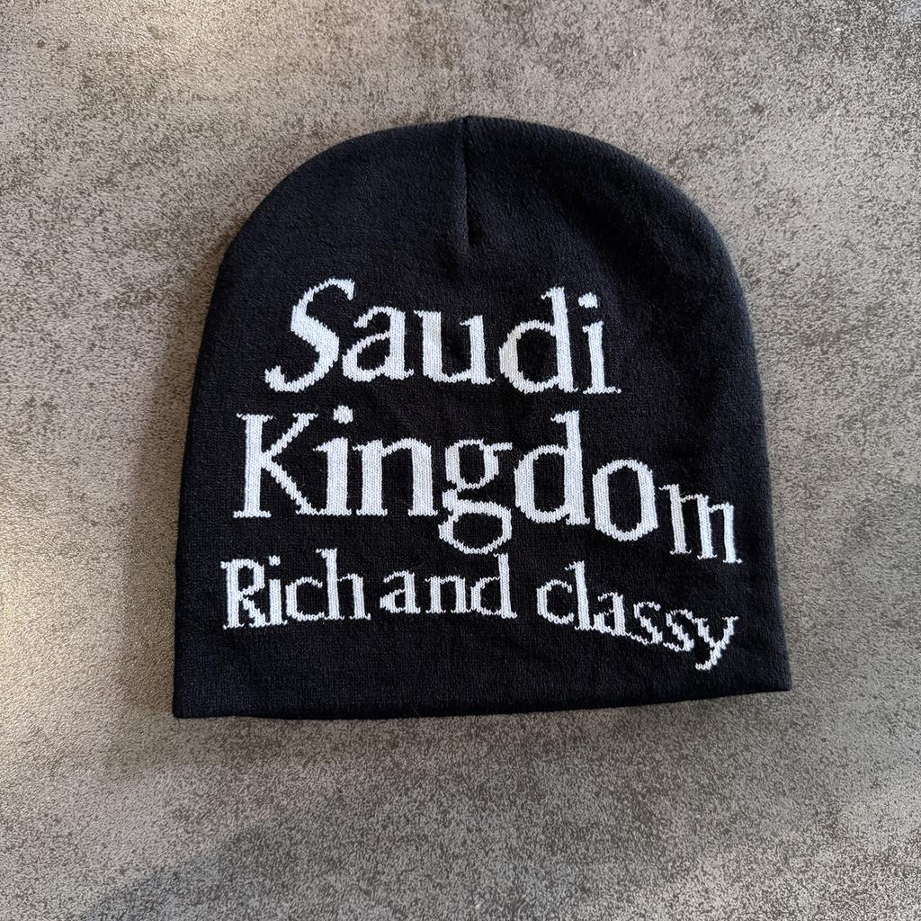 Saudi Letter Kingdom Rich And Classy Knitted Hat Winter Warmth Unisex Casual