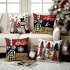 1/4Pcs Vintage Christmas Pillowcases, Christmas Tree, Christmas Elf Reindeer Design Cushion Covers, Winter Holiday Home Decor