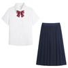 Weißes Langarmshirt in Übergröße für Damen - Abschluss High School Uniform JK Stil Top