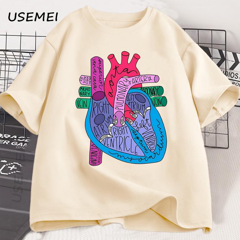 Heart Anatomy T Shirt Unisex Women Doctor Cardiologist TShirt Nursing Tees Causal Cotton Short Sleeve Round Neck Tshirt Clothing