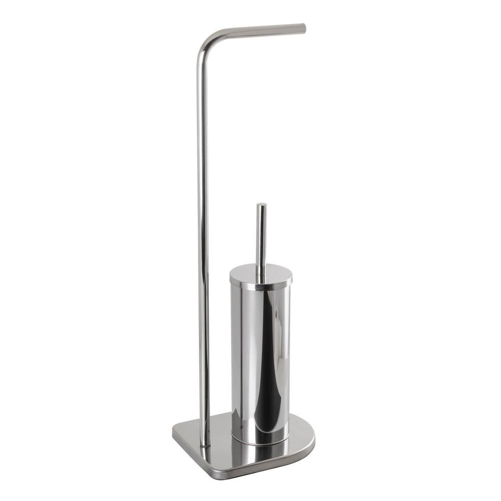Toilet paper and toilet brush stand AWD INTERIOR 1981 silver stainless steel