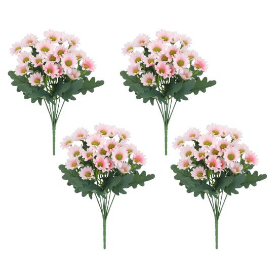 Artificial Mums Bundle Realistic Faux Daisies with Bendable Stems UV Resistant Fall Flowers for Autumn Home Window Box Vase Outdoor Decoration