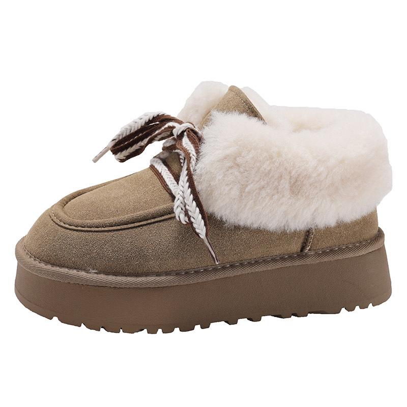 Snow boots women's 2025 new winter velvet thick-soled Martin boots with integrated non-slip and heightening thermal cotton shoes