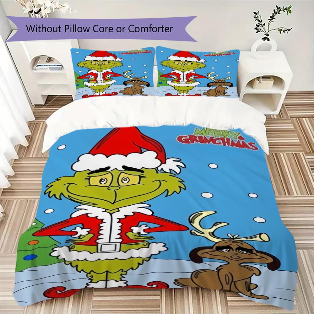 Merry Grinchmas Holiday Joy Threepiece Set Without Core 1 Duvet Cover 2 Pillowcase Without Core Duvet Cover And Pillowcase